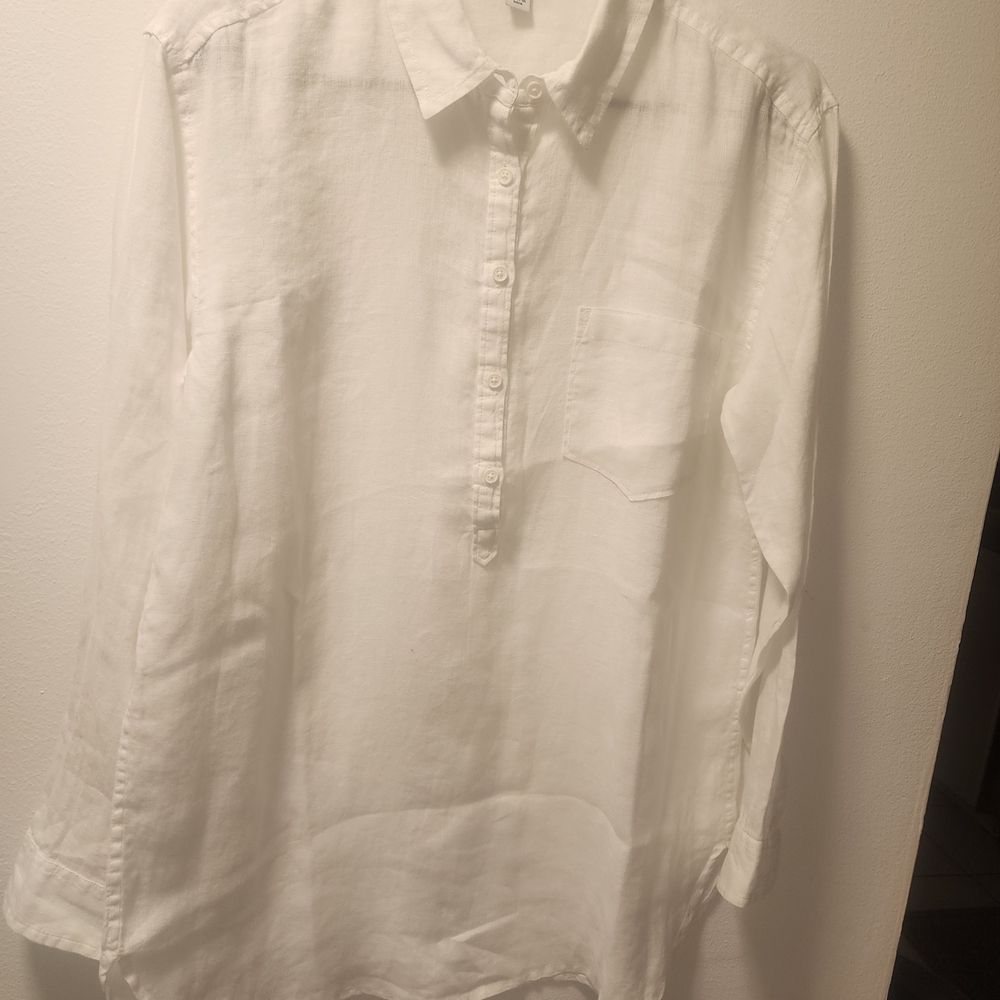 Lucky Brand Crisp White Linen Long Sleeve Shirt